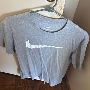 Nike Heather Gray Tee with White Swoosh